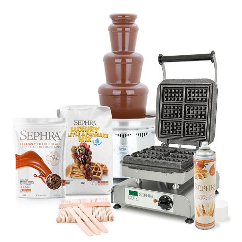 CF27R Chocolate Fountain and Square Waffle on a Stick Maker